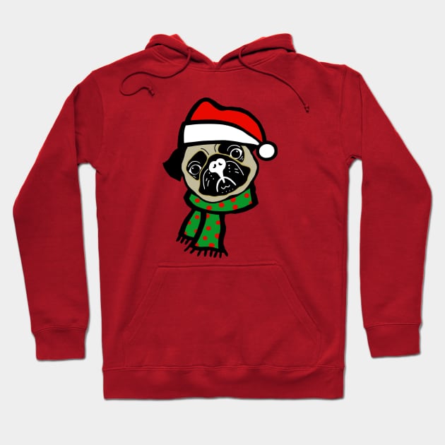 christmas pug Santa Hoodie by yumiyoshi4